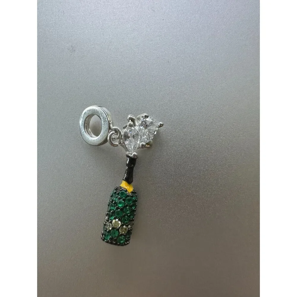NWOT Champagne Bottle Silver 925 Charm